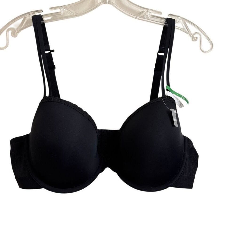 NEW Aerie Real Happy Demi Underwire Bra Black Lightly Lined Mesh Sides Size 40C